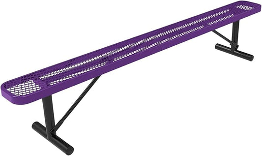 COATEDOUTDOORFURNITURE Coated Outdoor Furniture Heavy-Duty Portable Outdoor Bench Thermoplastic Coated, Expanded Metal, Commercial-Grade Seating, Made in America (Portable Without Back, 8 Ft, Purple)