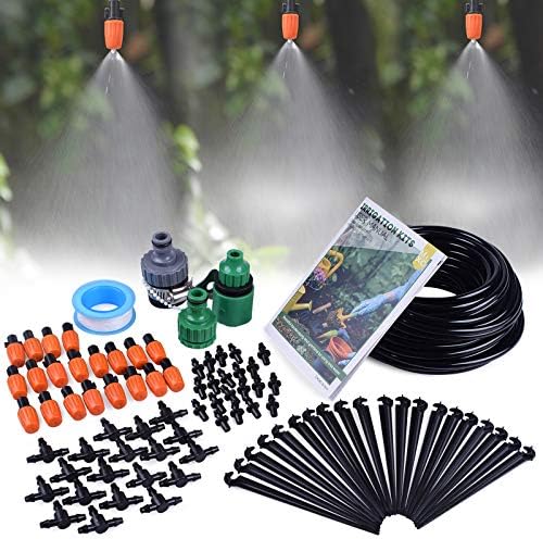 MIXC 50FT Drip Irrigation System, Misting System with 20 Adjustable Nozzles