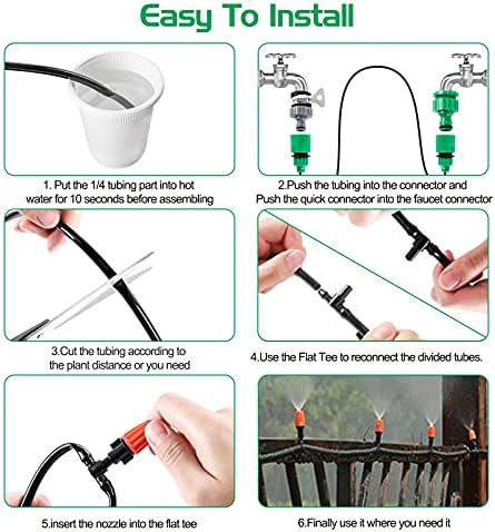 MIXC 50FT Drip Irrigation System, Misting System with 20 Adjustable Nozzles