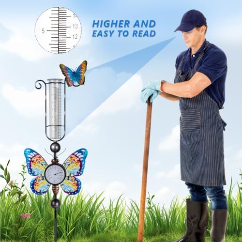 Rain Gauge Outdoor with 7 Inch Plastic Tube