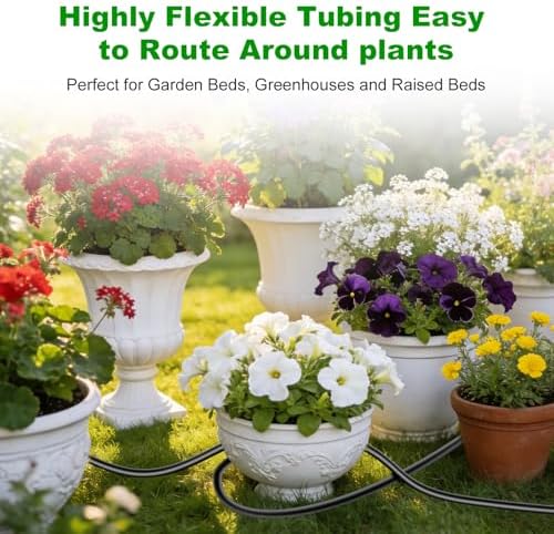 5/16 Inch Blank Drip Irrigation Tubing, 60FT Distribution Hose for Garden, Greenhouse & Raised Beds, Flexible UV-Resistant Watering Line for Drip Irrigation Systems