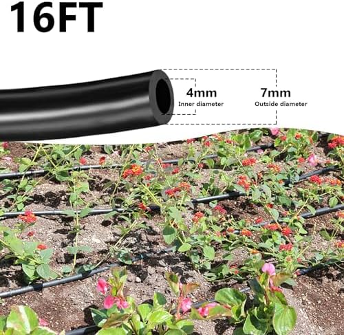 16FT 1/4 inch Drip Irrigation Tubing