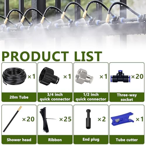 66FT/20M Drip Irrigation System, 360° Bendable Irrigation System for Garden