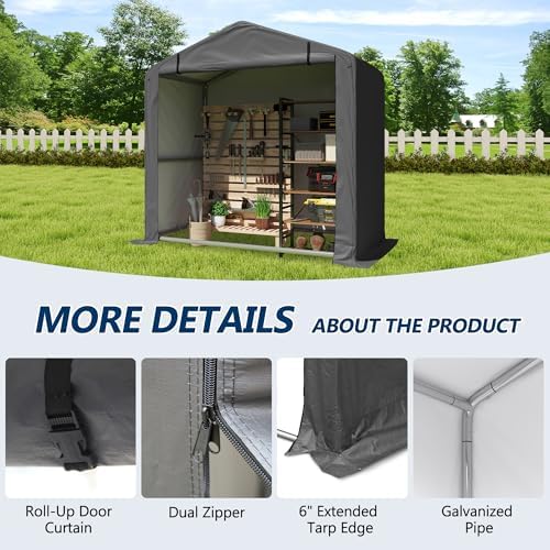 COVERONICS 5' x 3' Outdoor Portable Storage Shelter Shed, Grey