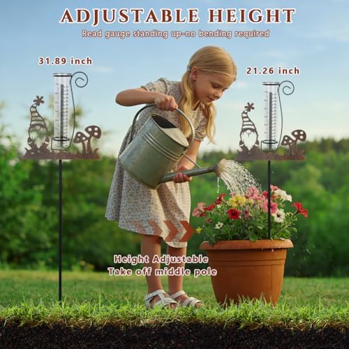 Gnome Rain Gauge Outdoor, Metal Rain Gauges