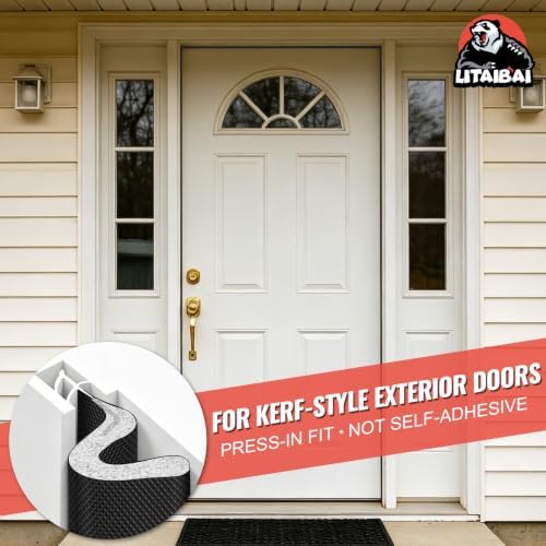 Litaibai 60 ft Kerf Weather Stripping Door Seal for Exterior Doors, Black