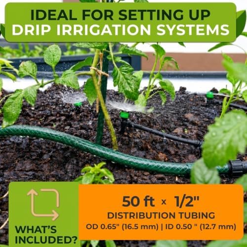CARPATHEN 1/2" Irrigation Tubing for Quick Connect Drip Irrigation, 50 feet