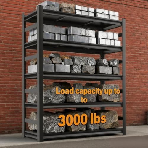Garage Shelving Units and Storage 5 Tier Adjustable Storage Shelves Heavy Duty Metal Shelving Utility for Garage Warehouse Pantry Basement, Black