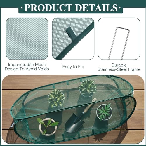 4 Sets 39" x 15" x 15" Pop up Garden Mesh Plant Cover Garden Rows Plants Cover with 24 Pcs Ground Nails Foldable Outdoor Protector Tent for Vegetables Fruits Seedlings Flowers from Animals