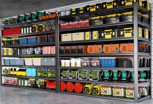 65" W Garage Shelving Heavy Duty, 7 Tier Garage Shelves, 65" W x 96" H x 24" D Adjustable Storage Shelving Unit, Commercial Metal Shelves for Warehouse, Basement,2 Pack