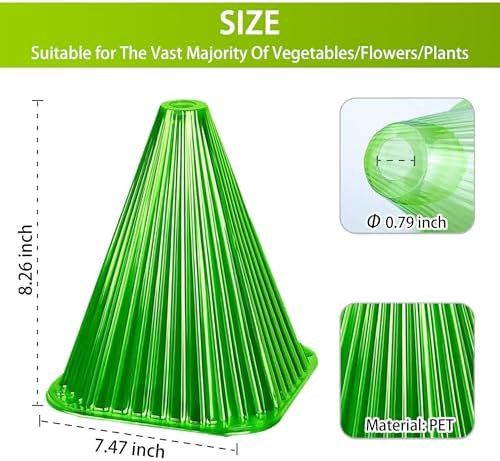 Garden Cloches for Plants - Reusable Clear Plant Protectors, PET Plant Bell CoverFrost & Pest Protection for Vegetables, Seedlings, Outdoor Gardens (Green,30)