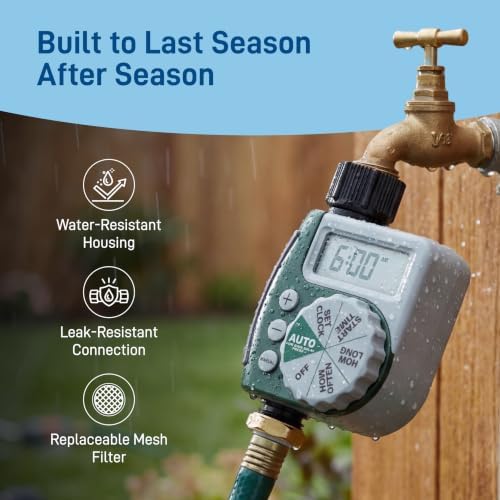 Orbit Programmable Digital Hose Watering Timer - 1 Outlet - Battery Powered - with LCD Screen - Built-in Rain Delay - Water-Resistant - 62061