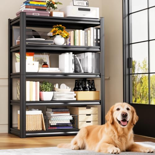 4-Pack Heavy Duty Garage Shelving for Garage, Warehouse & Workshop Organization, 71" H x 35" W x 16" D Adjustable 5-Tier All Metal Storage Shelf for Tools, Storage Bins & Bulk Items
