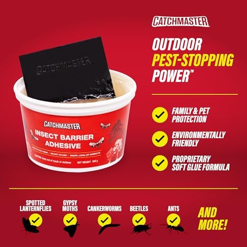 Catchmaster Tree Banding Insect Barrier 6Pk, 15oz Pails, Lanternfly & Ant Traps, Outdoor Adhesive Crawling Insect Trap to Protect Trees, Fruit & Plants