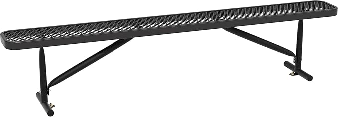8 Feet Heavy Duty Metal Park Bench for Outside, Outdoor Bench with Portable Frame, Commercial Benches for Shopping Mall, Store, Park, Patio, Deck, Black