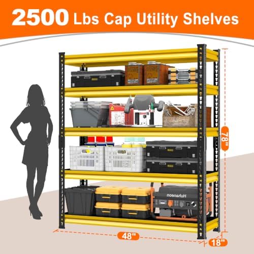 Metal Garage Shelving for Storage - 48" W x 18" D x 78"