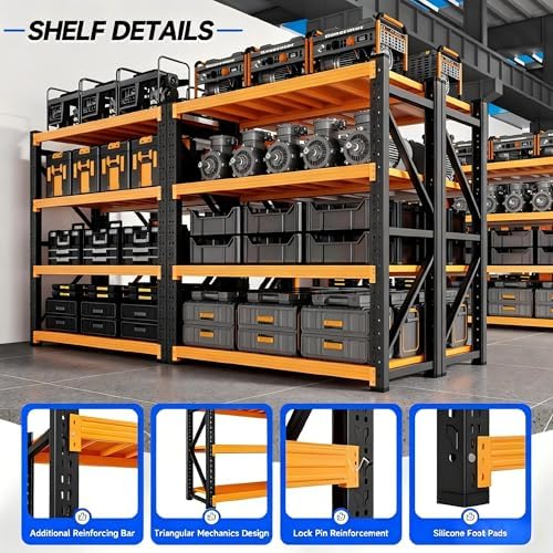Heavy‑Duty Metal Garage Shelving Unit, 3000 LBS Total Load Capacity