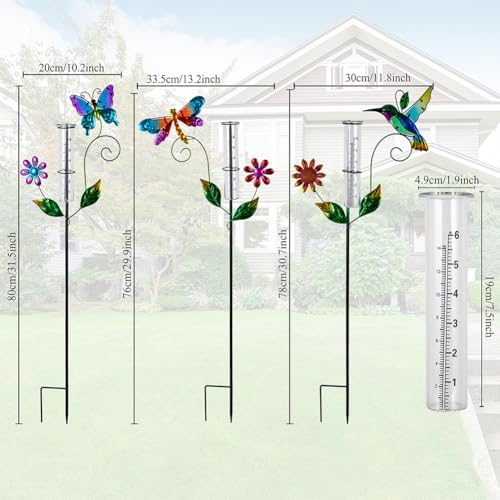 3 Pcs Rain Gauge Outdoor, 6 Inch Tube Rain Gauges
