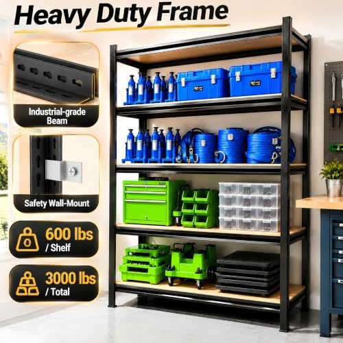 Garage Shelving,2-in-1 Adjustable Storage Shelves with Guard