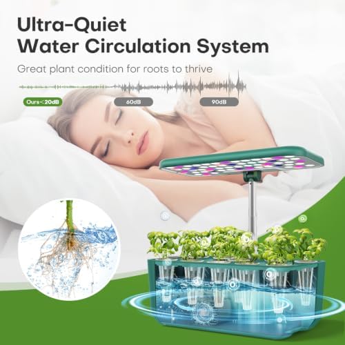 Ahopegarden Hydroponics Growing System: 10 Pods Indoor Herb Garden with LED