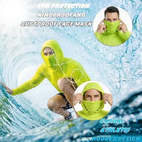 LeeHanTon Men's Sun Shirts Sun Protection Hoodie Shirt UPF 50+ Long Sleeve Work Athletic Shirt with Hooded for Fishing Hiking
