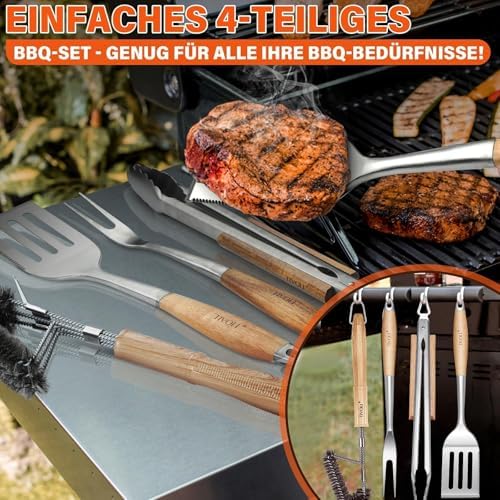 TIVOLI 4PCS Grilling Accessories Set - Heavy Duty BBQ Tool Set