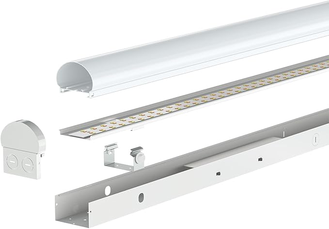 4FT LED Linear Strip Light, Super Bright LED Shop Lights 30W 40W 50W 60W 70W Selectable/100V-277V 6CCT 3000K-6500K, Flush Mount 0-10V Dimmable Commercial Garage Indoor Ceiling Light, ETL DLC(4 Pack)