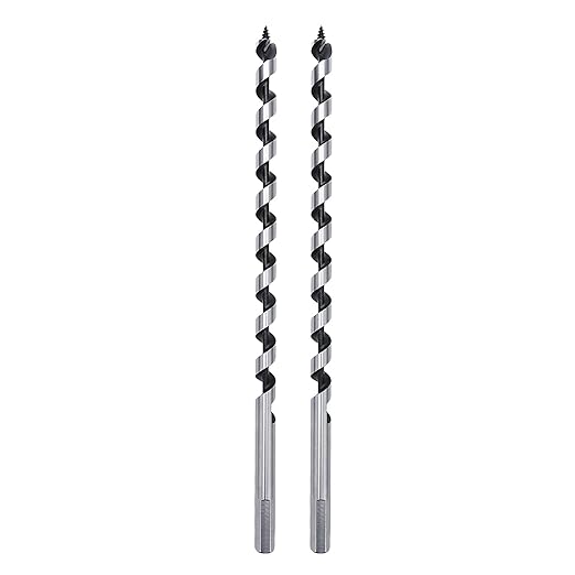 2 Pack 5/16 x 11.8 inch Auger Drill Bit for Wood,8mm x300mm Hex Shank Ship Auger Bit for Soft Wood, Hard Wood, Plastic, Composite Materials and DIY Projects