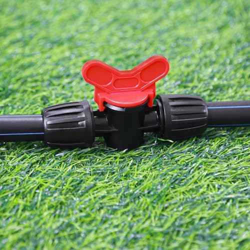 10 Pack 1/2 Inch Drip Irrigation Valve Fittings (1/2" ID x 0.65" OD) - 1/2'' Drip In-Line Shut Off Valve Anti-Drop Barbed Lock Nut Flow Control Valve Connectors for 1/2 Inch Drip Tubing