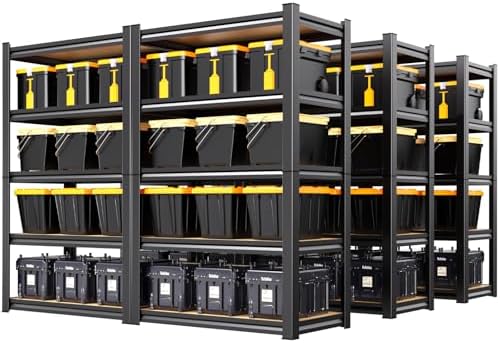 6 Pack Garage Shelving Heavy Duty Storage Shelves, Metal Adjustable Shelving Unit, Utility Garage Organizer Shelf for Basement, Pantry, Kitchen, Warehouse, 71.2" Hx31.5 Wx13.8 D, Black