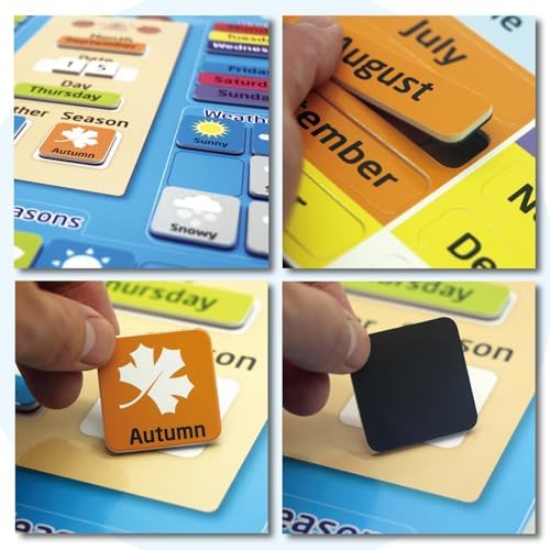 My Calendar for Kids-Magnetic Weather Chart - Preschool Daily Calendar Learning for Days of the Week, Months, Weather & Season