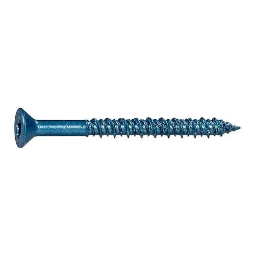 Blue Ruspert Coated Star Drive Flat Head Masonry Screws, 100 Pieces - 3/16" x 3-3/4" Self-Tapping Concrete Masonry Screws, Fasteners for Interior & Exterior Construction, Repair
