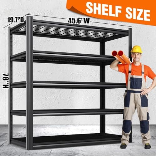 4-Pack Storage Shelves,Adjustable Shelving Unit,5T Metal Garage Shelving ,Heavy Duty Garage Storage Shelves, Quick-Install Wire Shelving Unit Utility Rack Shelf for Warehouse, 78’H*45.6''W*19.7’D