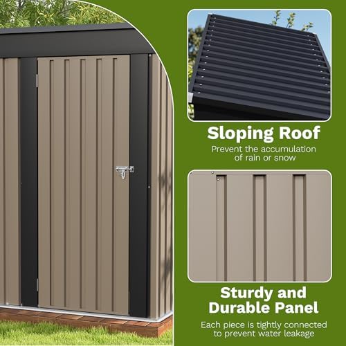 Patiowell 5x3 FT Outdoor Storage Shed, Brown