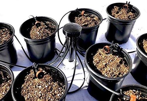 12 Plant Drip Grow Kit - Starter Hydroponics Irrigation Bubbler/Manifold Kit - Includes 100'ft 1/8" Distribution Tubing, Emitter Stakes, Manifold & Plugs (Pots Sold Separately) (1 GPH)