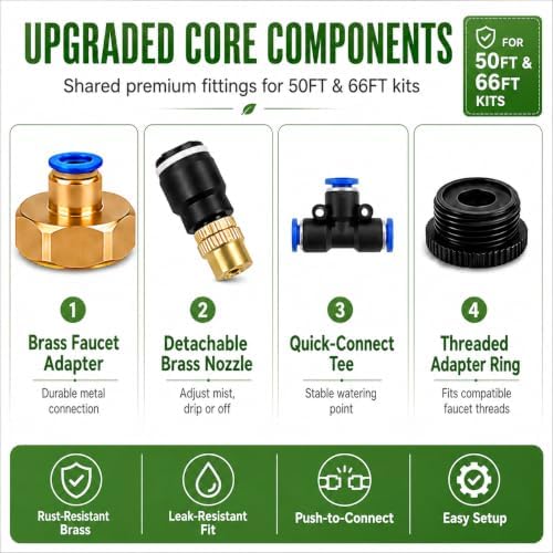 66FT 5/16" Garden Watering Kit with 22 Brass Nozzles
