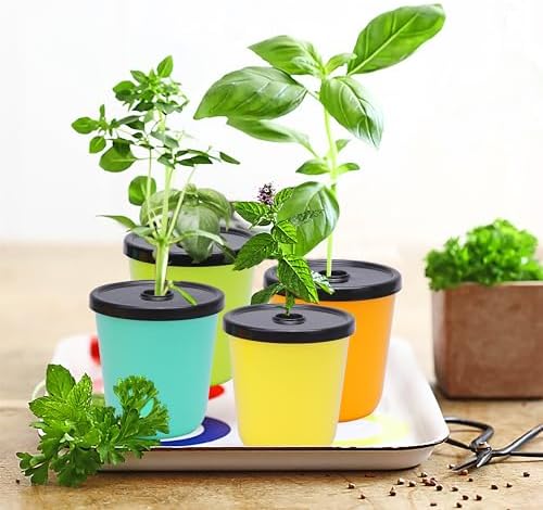 Kratky Method Hydroponic Planter Kit, 8 Hydroponic Planter Plus 24 Growing Sponges for Herbs, Hydroponic Mini Buckets for Windowsill Herb Garden, Hydroponic Growing System for Vegetables