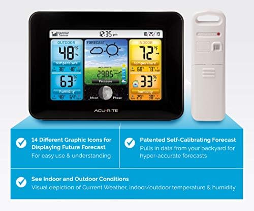 AcuRite Wireless Home Weather Station with Color Display,Indoor Outdoor Thermometer and Temperature Sensor (02077M),(Pack of 10)