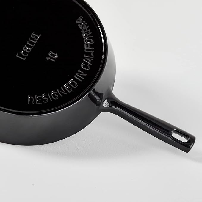 Milo by Kana 10-Inch Enameled Cast Iron Skillet | Nonstick Pre-Seasoned Cast Iron Grill Pan | Oven Proof and Dishwasher Safe | Cast Iron Cookware (Gloss Black)
