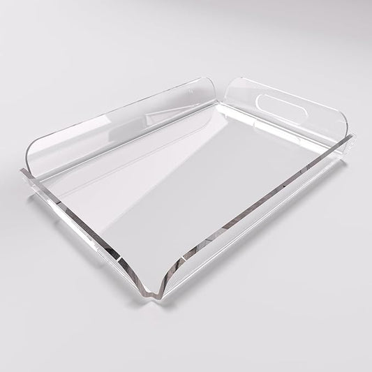 Clear Acrylic Serving Tray 15x10.2 Inches - Heat Bent Design for Coffee Table, Bakery, Vanity, and Kitchen - Durable Organizer for Food, Drinks, and Décor