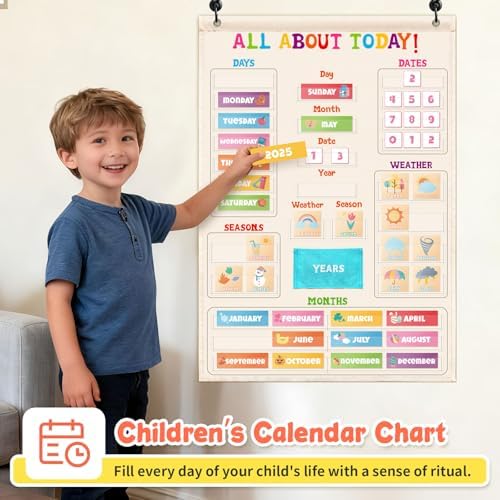 Morning Circle Time Board,Preschool Daily Calendar Learning Chart,Days Week Month Year Weather Seasons Chart for Kids,All About Today Chart for Homeschool Preschool Activities