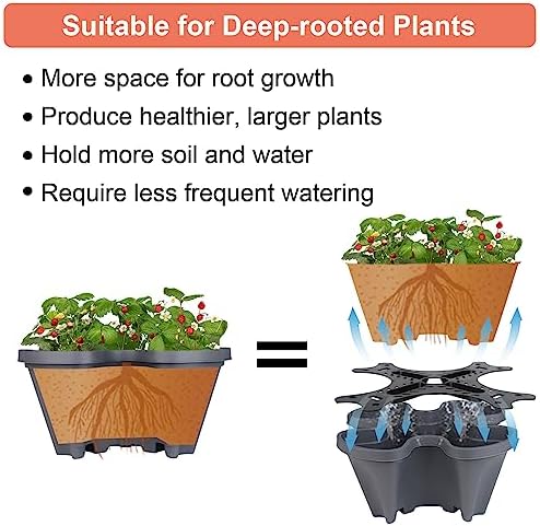 GameXcel Vertical Planter Tower - 5 Tier Stackable Garden Planters with Wheels and Tools Plant Pots for Strawberry Herb Flower and Vegetable Indoor Outdoor Use Dark Gray
