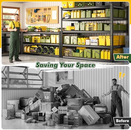 55.1" W Garage Shelving,5-Tier Metal Storage Rack for Basement