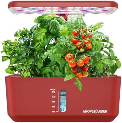 Ahopegarden Hydroponics Growing System: 10 Pods Indoor Herb Garden with LED