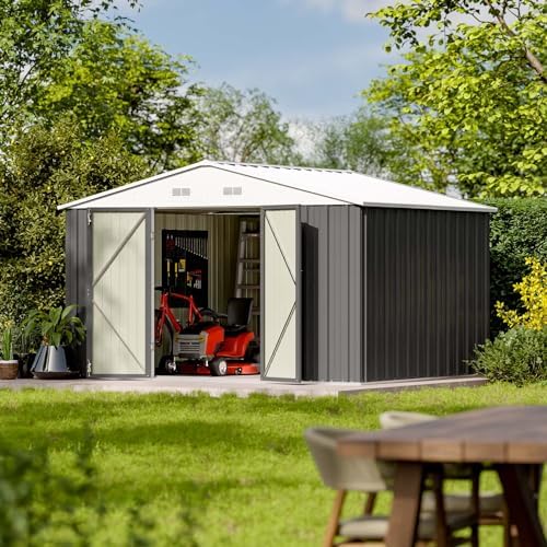 Patiowell Outdoor Storage Shed, 10 x 8 FT, Grey