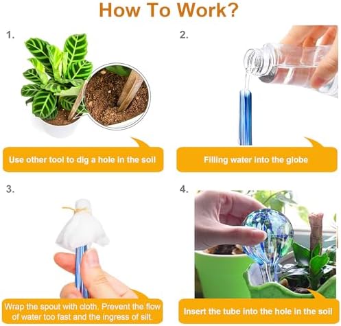 Plant Self Watering Globes, 6pcs Glass Self Watering Bulb for Potted Plant