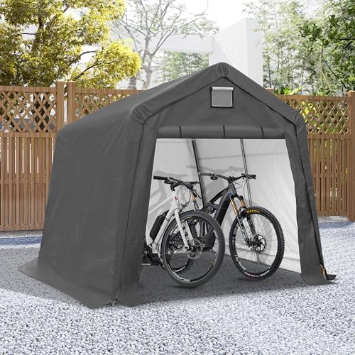 COVERONICS 10' x 10' Outdoor Portable Storage Shelter Shed, Grey