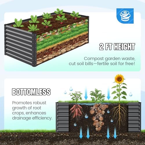 Quictent Large Raised Garden Bed with Cover 6x3x2 ft