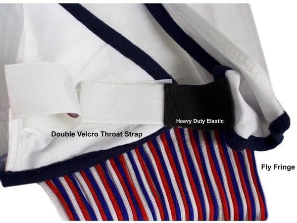 Derby Originals Horse Fly Mask with Ears and Nose Fringe, UV Blocking Fine Mesh, USA Stars and Stripes Design, 1 Year Limited Warranty