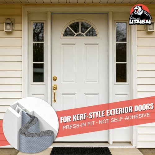 Litaibai 60 ft Kerf Weather Stripping Door Seal for Exterior Doors, Gray